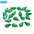 thumbnail image 3 of Unique Bargains 20Pack Teardrop Sew on Rhinestone - 13x8mm Glass Teardrop Crystal Rhinestones in Gold Prong Setting (Green), 3 of 7