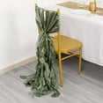 thumbnail image 2 of Efavormart 5 Pack Eucalyptus Sage Green Curly Willow Chiffon Satin Chair Sashes, 2 of 11