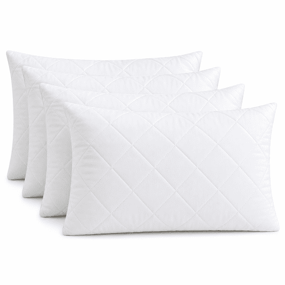 Quilted Waterproof Pillow Protectors, Zippered Pillowcases, Breathable Protective Pillow Encasement Covers (4, Queen (20" x 28"))