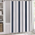 thumbnail image 3 of Shower Curtains for Bathroom-66"x72",Minimalist Gray Navy Blue Stripe Waterproof Bath Curtain Grommet Shower Curtain Set with Hooks,Modern Contrast Color Block Washable Bath Accessories, 3 of 7
