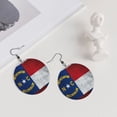 thumbnail image 5 of Round Leather Earrings For Women North Carolina Flag Drop Earrings Lightweight Dangle Earrings, 5 of 6