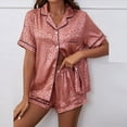 thumbnail image 2 of Ichuanyi Womens Silk Satin Pajamas Set Two-Piece Sleepwear Loungewear Button-Down Sets, 2 of 5