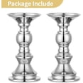 thumbnail image 3 of Juego de 2 candelabros de metal plateado, candelabros para centros de mesa de bodas, adecuados para decoración con velas de 50 mm, ideales para eventos especiales de bodas, 3 of 5