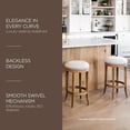 thumbnail image 4 of Maven Lane Eva 31 Inch Tall Bar Height Rotating Backless Barstool in Weathered Oak Finish with Sand Color Fabric Upholstered Seat, Set of 3, 4 of 8
