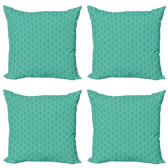 Ambesonne Damask Throw Pillow Cover 4 Pack, Grunge Eastern Details, 24", Sea Green