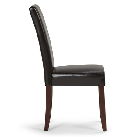 Simpli Home - Acadian Parson Polyurethane Faux Leather Dining Chairs (Set of 2) - Tanner's Brown
