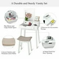 thumbnail image 6 of Costway Vanity Dressing Table Flip Desk Furniture Stool 2 White, 6 of 10