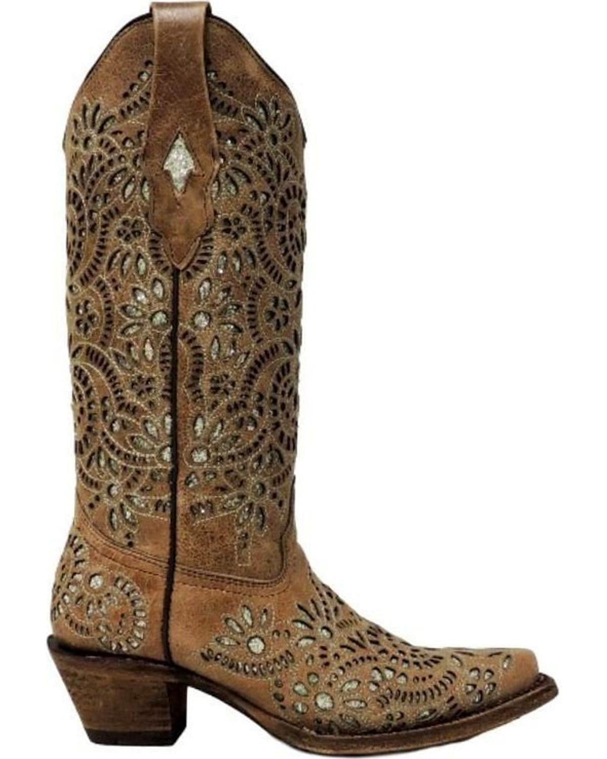 Brown Glitter Cowgirl Boots