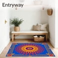 thumbnail image 3 of ODIKA 6'x9' Machine Washable Non-Slip Area Rug, Sunburst Crochet Hook Kit Traditional Embroidery Artwork High Traffic Rug, Blue, 643165, 3 of 5