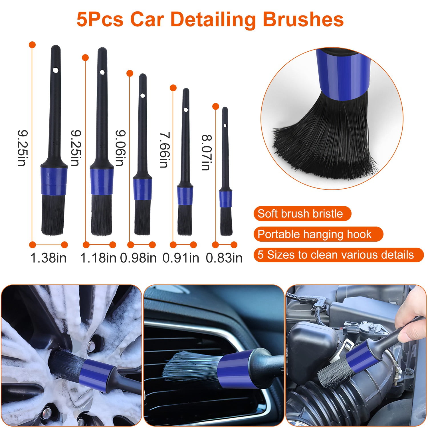 26Pcs Car Cleaning Kit,  Car Detailing Kit Interior and Exterior Cleaner, Professional Detailing Brush Set