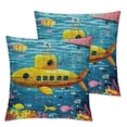 thumbnail image 2 of JRXY 2 Packs Decorative Cotton Throw Pillow Covers, Cartoon Submarine Fish White, 2 of 6