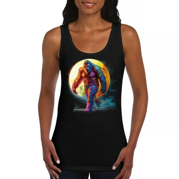 Full Moon Bigfoot Women's Tank Top Hiking Sasquatch Hide and Seek Champion
