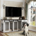 thumbnail image 7 of 71'' Multi- Functional Dog Crate Furniture for 2 Dogs with Divider and Sliding Doors, Large Dog Kennel with Storage Drawer and Tilt Out Trash Cabinet, Whilte, 7 of 7