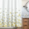 thumbnail image 2 of Floral Fabric Shower Curtain, Design Simple Style Yellow and Gray Flower Blossoms Shower Curtains for Bathroom Decor with White Background, Machine Washable, 71x71, 2 of 6