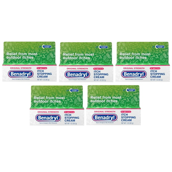 5 Pack - Benadryl Itch Stopping Cream, Original Strength 1oz Each