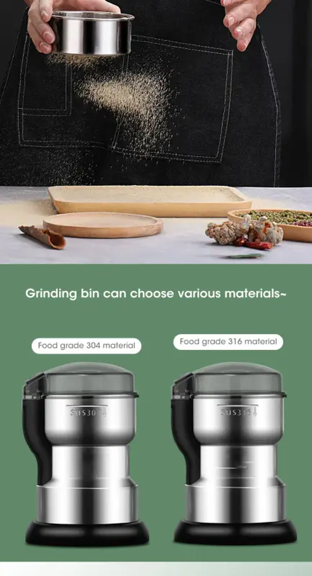 ComfyCreations Stainless Steel Corded Electric Coffee Grinder