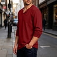 thumbnail image 4 of HOMADLES Men's Solid Long Sleeve Shirt V Neck Lightweight Athletic Tops Stretch Soft Gym Running Shirts Wine Size 5XL, 4 of 6