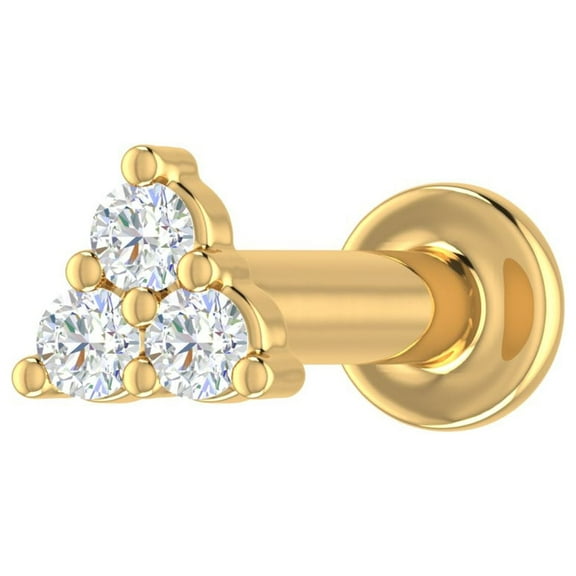 0.05 Carat 3-Stone Diamond Nose Pin Stud in 18K Yellow Gold
