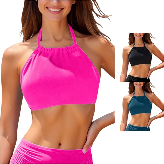 Bigetiay Womens Bikini Top String Halter Swimsuit Bathing Suit Top Minimalist Swimwear Top No Bottom, Size XL
