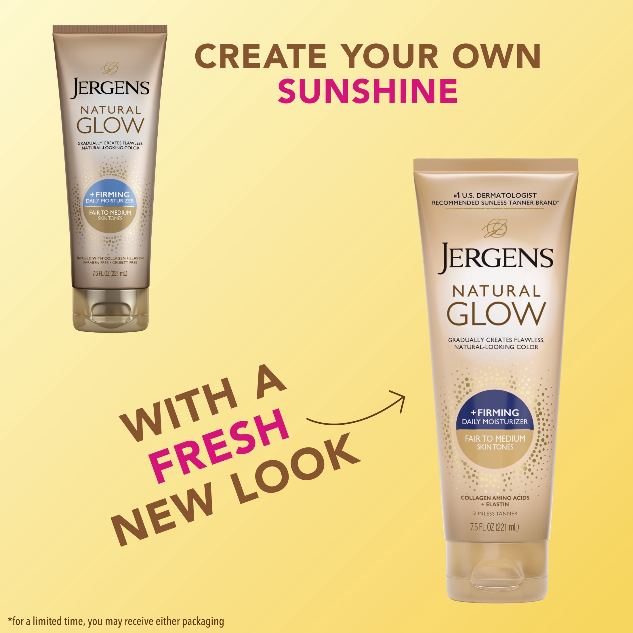 (2 pack) Jergens Natural Glow Firming Self Tanner Daily Moisturizer, Fair to Medium, 7.5 Fl Oz