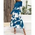 thumbnail image 3 of FreshPretty Womens Floral Maxi Dress Spring Summer Casual Crewneck Long Sleeve Ruffle Flowy Cocktail Wedding Guest Dresses, 3 of 7