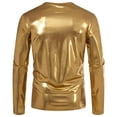 thumbnail image 4 of Satin T Shirts for Men Sparkly Long Sleeve Crewneck Tees Tops Mens Trendy Solid Color Shiny Stretchy Slim Pullover Nightclub Party Tshirts Shirt, 4 of 8