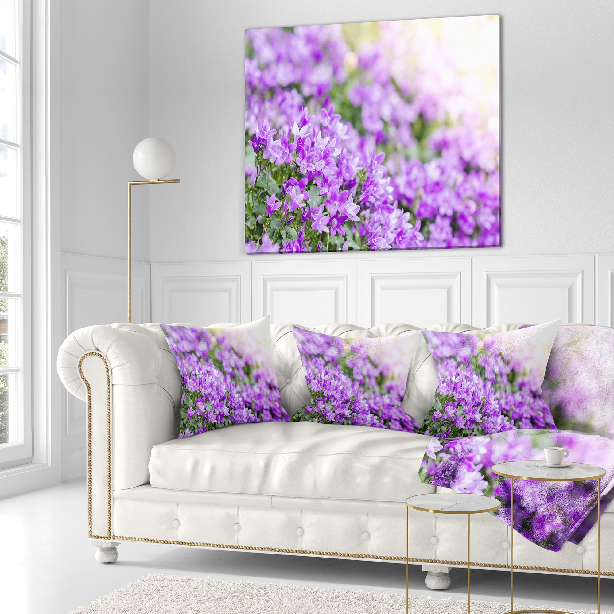 Designart Beautiful Campanula Flower Bouquet - Floral Throw Pillow - 16x16