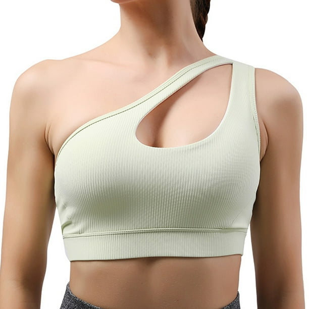 2-piece women's One Shoulder sports Underwear Exercise Yoga Underwear Sexy  Medium Support crop top