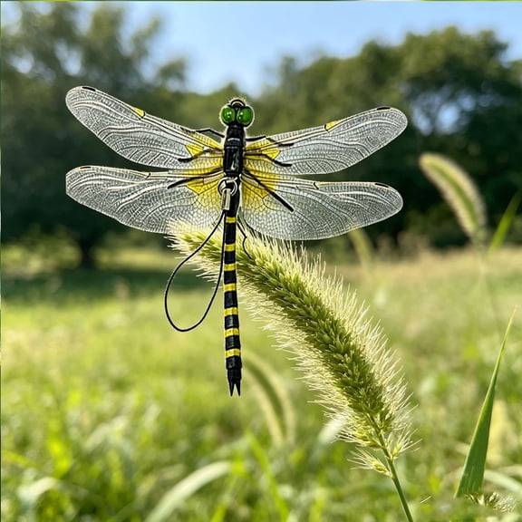 YuanGuangQ Set of 8 Lifelike Artificial Dragonfly Decor, 3D Simulation Insect Garden Ornament with Clips, Realistic Fake Dragonfly for Outdoor Patio Plant Flower Camping Decoration