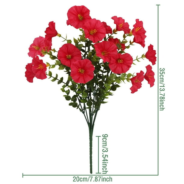HWRETIE - 6 flores artificiales para exteriores,simulación realista de gloria de la mañana,flores artificiales duraderas para decoración de jardín y hogar