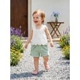 thumbnail image 6 of Loicainy Baby Toddler Girl 2 Piece Clothes 6 12 18 24 Months 2T 3T 4T Solid Color Eyelet Sleeveless Square Neck Tops and Shorts Outfits Set, 6 of 9