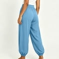 thumbnail image 5 of Hurxie Baggy Wide Leg Pants Womens Barrel Pants Mid Waisted Balloon Pants with Pockets Light Blue,XL, 5 of 6