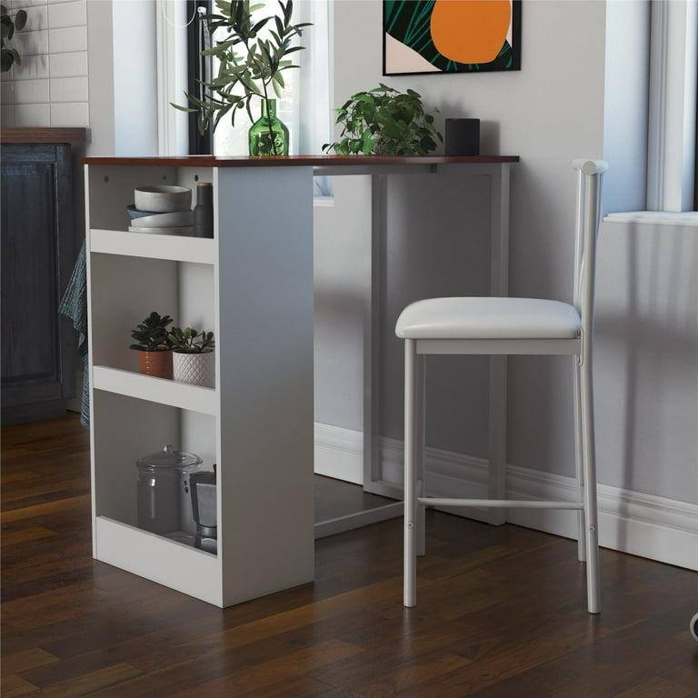 DHP 3 Piece Counter Height Dining Set with Storage White