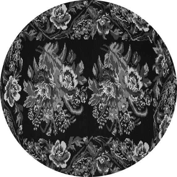 Ahgly Company Indoor Round Medallion Gray French Area Rugs, 4' Round