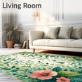thumbnail image 2 of ODIKA 4'x6' Machine Washable Non-Slip Area Rug, Floral Forest Green Artistic Design High Traffic Rug, Green, 79950, 2 of 7