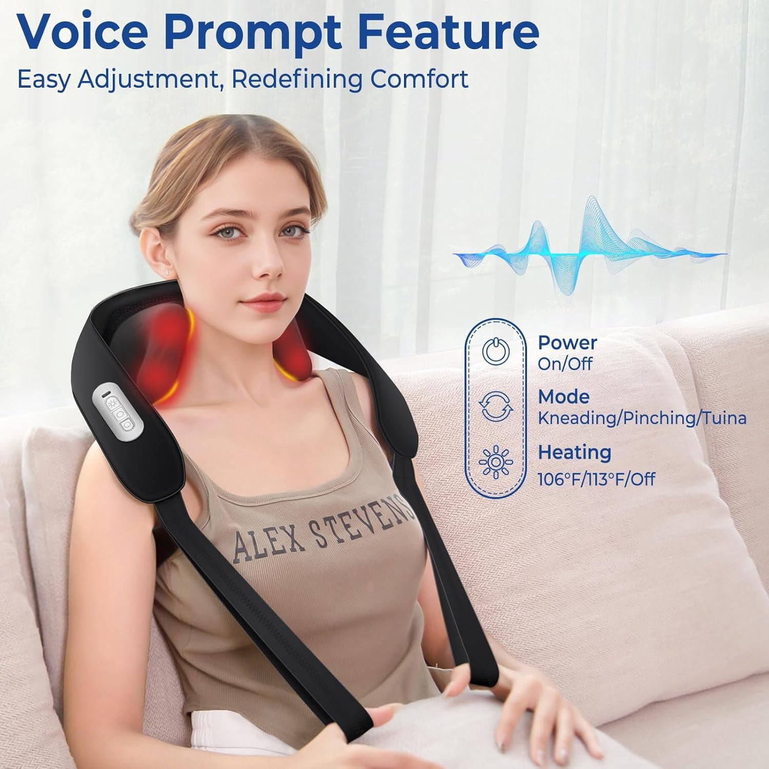 Width Adjustable Neck Massager with 5 Heat Zone, Wireless 6D Shiatsu Shoulder Massager for Pain Relief Deep Tissue, Massager for Neck and Shoulder Pain, Gifts for Men Women Dad Mom