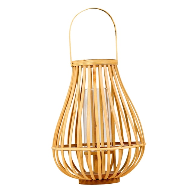 Farol De Ratán Para Suelo, Candelabro De Mano, Portavelas, Adorno De Escritorio Para Balcón, 303x303x390mm Sunnimix Portavelas de piso