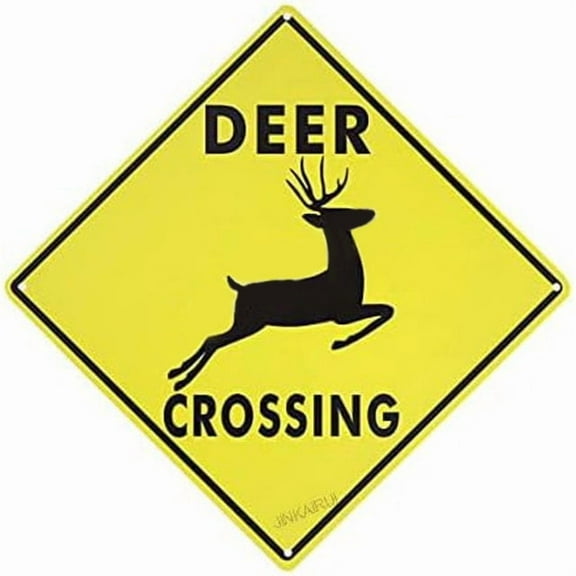 Metal Tin Sign Deer Xing Crossing Farm Organic Country Yard Sign Aluminum Street Sign for Indoor Outdoor Home Decor Wall Decoration 12x12 Inch