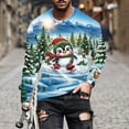thumbnail image 2 of SERTG Men's Christmas Gifts Tops Casual Pullover Shirt Christmas Print Round Neck Long Sleeve Soft Fashion Top Men T-Shirt Blouse Tops(Blue,XL), 2 of 5