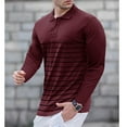 thumbnail image 2 of YYDGH Men's Polo Shirts Long Sleeve Striped Sweatshirt Fashion Casual Loose Fit Fall Classic Button Up Athletic Stylish Golf Shirts, 2 of 6