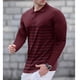 thumbnail image 1 of Blusa y camisa de manga larga con cuello vuelto para hombre, informal, con estampado de rayas, de poliéster, 1 of 6