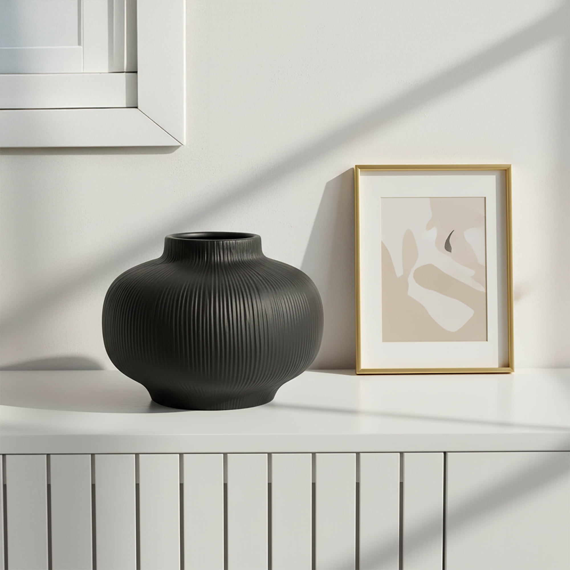 Better Homes & Gardens Soft Curve Black Ceramic Decorative Vase, 6"