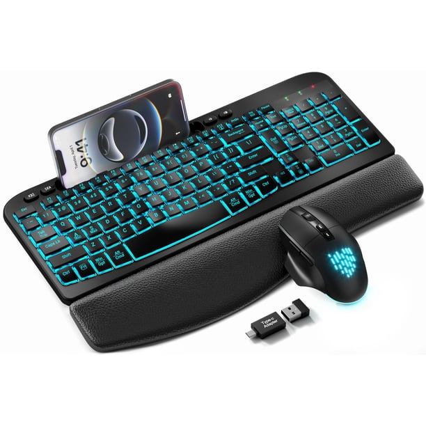 Combo de teclado y ratón inalámbricos SABLUTE Ergonomic Black