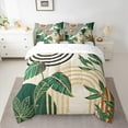 thumbnail image 2 of Manfei Green Monstera Leaf 7pcs Bedding Comforter Set,Tropical Botanical Leaves Queen Bedding Sets,Black Gold Lines Queen Sheet Sets For Adults,Ultra Soft Home Decor Reversible, 2 of 8