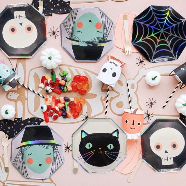 8Pcs Halloween Theme Disposable Tableware Pumpkin Witch Spider Wed Skull Paper Plates Cup Happy Helloween Party Decoration8pcs 7inch platesUnited States He Qiyong unisex