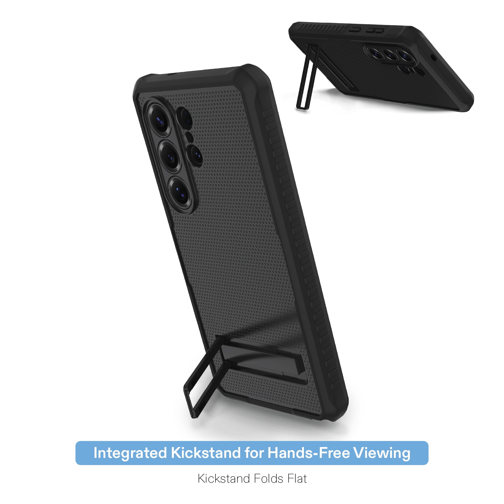 onn Magnetic Compatible Rugged Phone Case with Kickstand for Samsung Galaxy S26 Ultra - Black