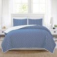 thumbnail image 1 of Market & Place 3 Piece Reversible Quilt Set with Shams | All-Season Soft & Lightweight Bedspread with Modern Striped Pattern | Nora Collection (Full/Queen, White/Navy), 1 of 1