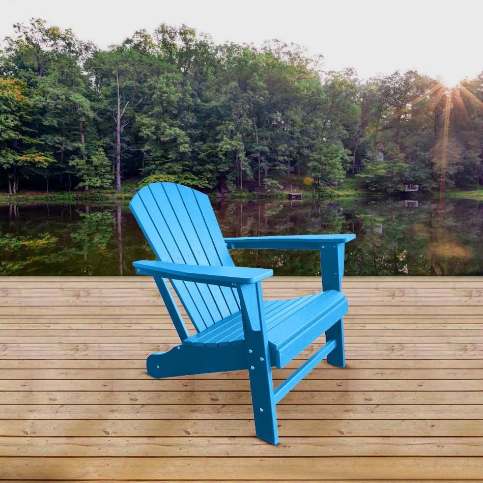 Traditional Resin Wood Adirondack Chair in Pacific Blue