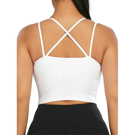 

LELINTA Women s Sexy Crisscross Back Workout Running Support Sports Bras Seamless Stretch Bra Spaghetti Strap Yoga Bras with Removable Paddeds 3 Styles 10+Colors XS-XL