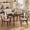 Walnut-Table + 4 Chairs, variant on 63" Rectangular Dining Table Set for 6, PU Upholstered Chair Kitchen Dinette Furniture for Home & Restaurant,Sturdy Easy Clean,Black